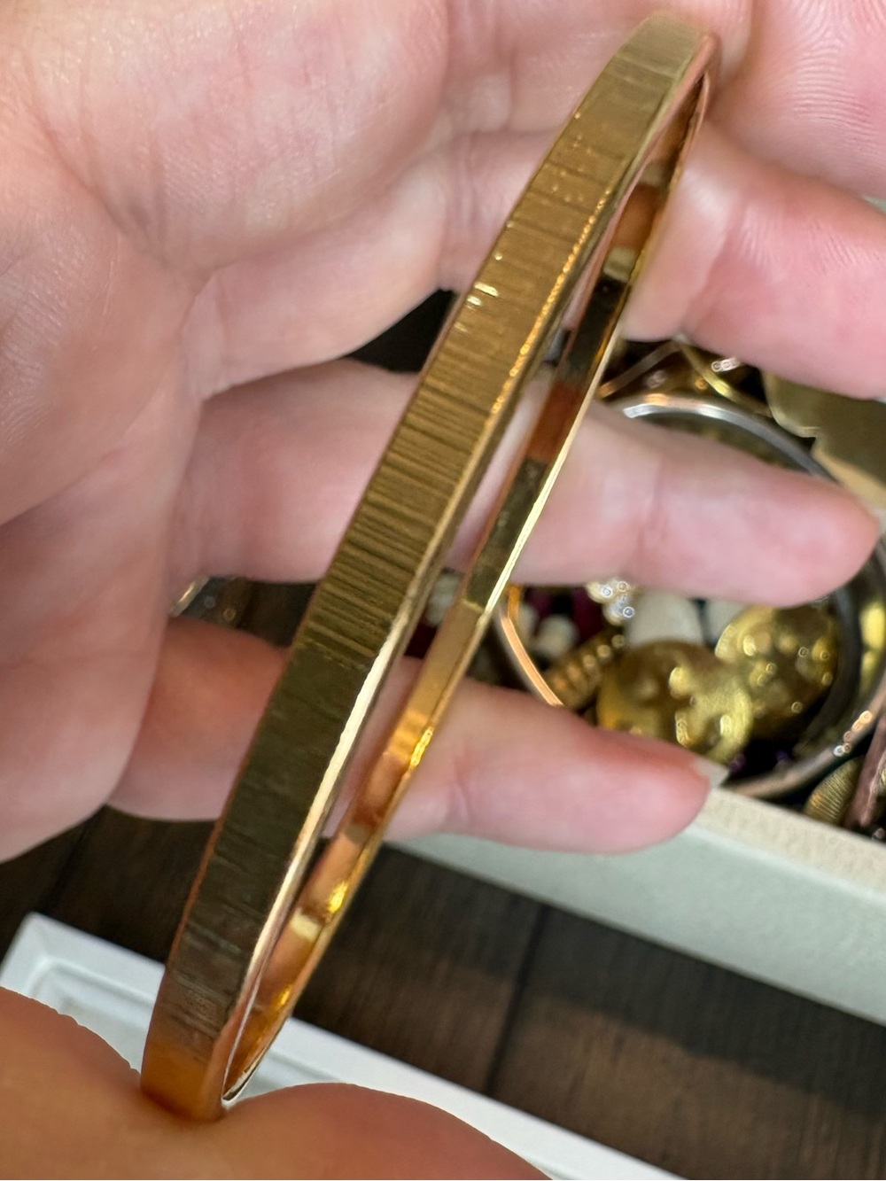 Vintage Monet Gold Tone Textured Bangle Bracelet - Picture 3 of 4
